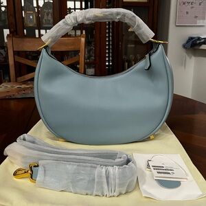 Source Unknown Blue Soft Leather Crossbody Shoulder Bag!